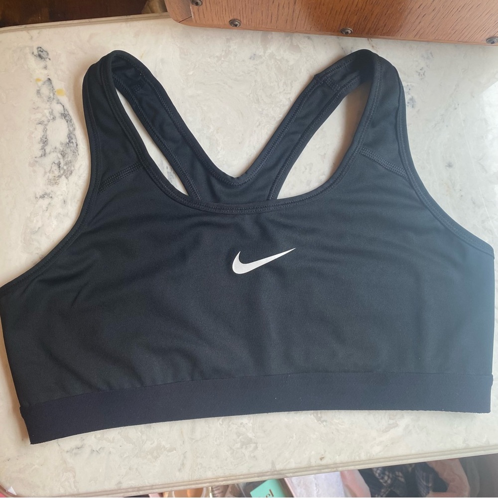 Nike Women's Black Sports Bra with White Logo